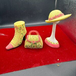 purse, shoe and womens head decor